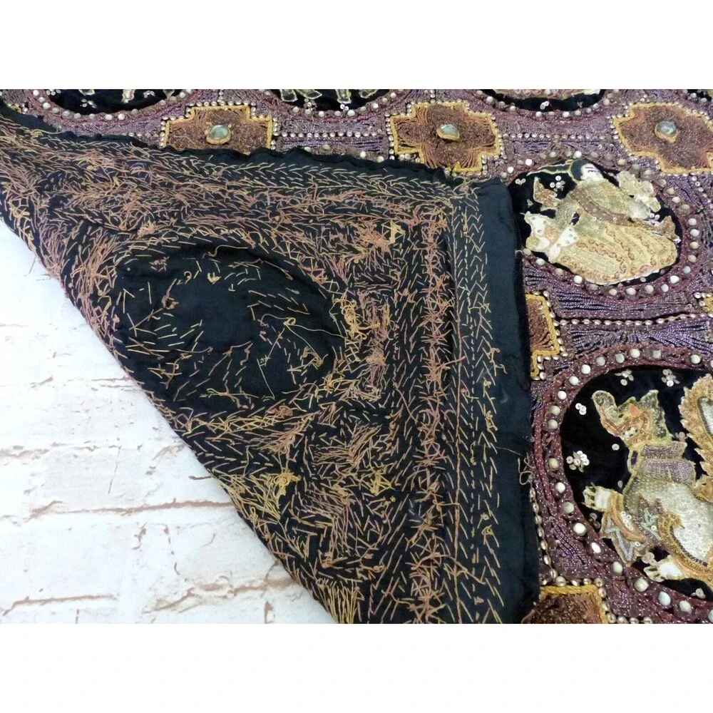 VTG THAI KALAGA Tapestry Astrological Zodiac Horoscope Hand Embroidered Beaded